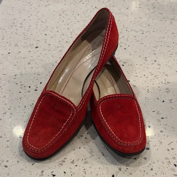 Kate Spade Red Suede 1 inch Heel 6 Medium Like New - Picture 1 of 12